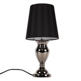 Tafellamp - Aluminium & stof - Zwart & chroom kleurig - Lampenkap (Ø) 22 cm - Afmeting (H) 48 cm
