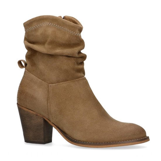 | Manfield Dames Taupe suède laarsjes met hak Taupe suède enkellaarsjes Dames | MANFIELD