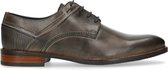 Manfield - Heren - Grijze leren veterschoenen - Maat 46