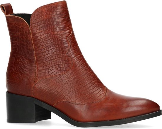 Manfield Dames Cognac cowboylaarsjes met lage hak Maat 39 Manfield Dames Cognac cowboylaarsjes met lage hak Maat 39