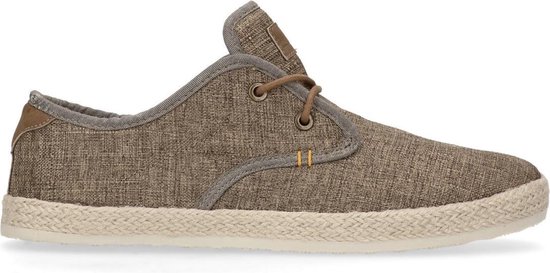 Manfield - Heren - Taupe sneakers met geweven touwzool - Maat 41 | Bestel  nu!