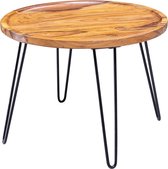 salontafel Sheesham massief hout 60x45x60 cm woonkamer tafel rond | Banktafel met haarspeldpoten Salontafel van hout en metaal