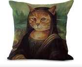 Kussenhoes Kat Mona Lisa grappige originele kussensloop /sierkussenhoes 45x45