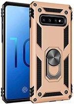 Samsung Galaxy S10 Plus Hoesje - Anti-Shock Hybrid Armor met Kickstand Ring - Goud