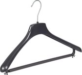 De Kledinghanger Gigant - 40 x Mantel / kostuumhanger kunststof zwart met schouderverbreding en broeklat, 42 cm