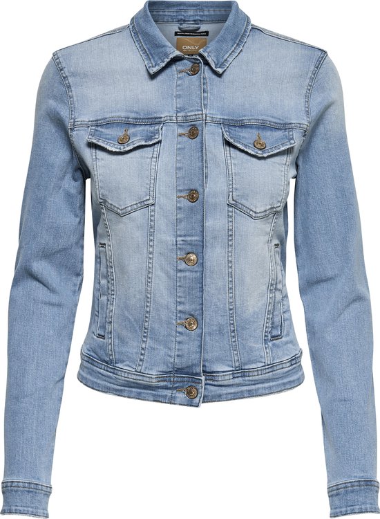 Veste Femme ONLY Onlfilis Ls Reworked DNM - Manches Longues, Col Italien, 100% Coton, Style Décontracté