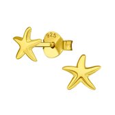 Joy|S - Zilveren zeester oorbellen 6 mm ster 14k goudplating