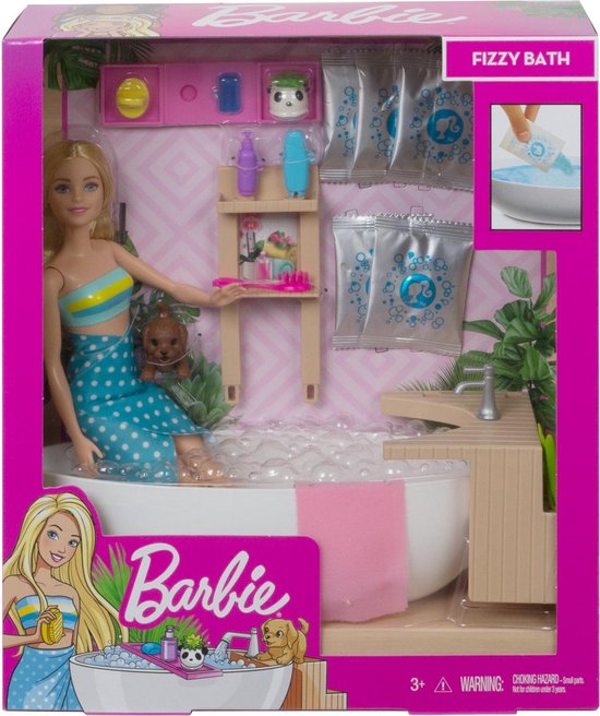 Barbie Wellness Barbie Pop met Bubbelbad en Puppy - Speelset | bol.com