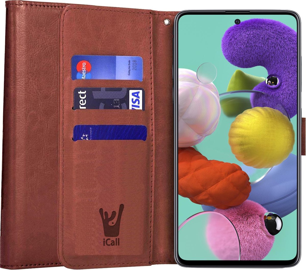 Hoesje geschikt voor Samsung A51 - Book Case Kunstleer Wallet - Bruin