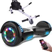 Evercross Hoverboard 6.5 Inch | Flits Wielen | Bluetooth Speaker | LED verlichting | Koolzwart + Hoverkart Wit