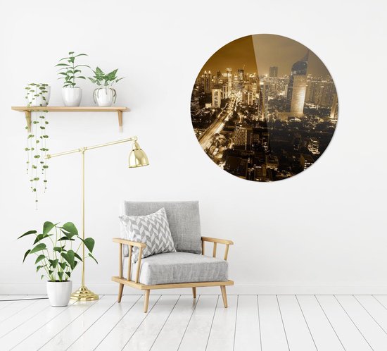Jakarta | Indonésie | Villes | Plexiglas rond | Décoration murale | 60 cm x 60 cm | Peinture | Photo sur plexiglas
