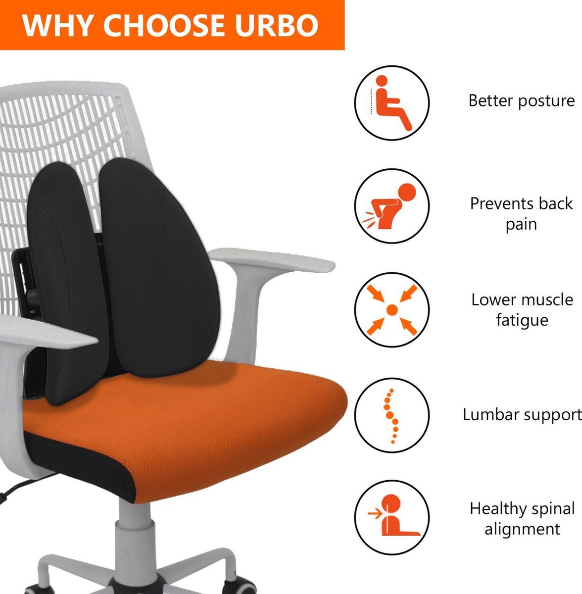 Urbo Ergonomische Onderrugsteun PostuurHouding Urbo Ergonomische Onderrugsteun PostuurHouding