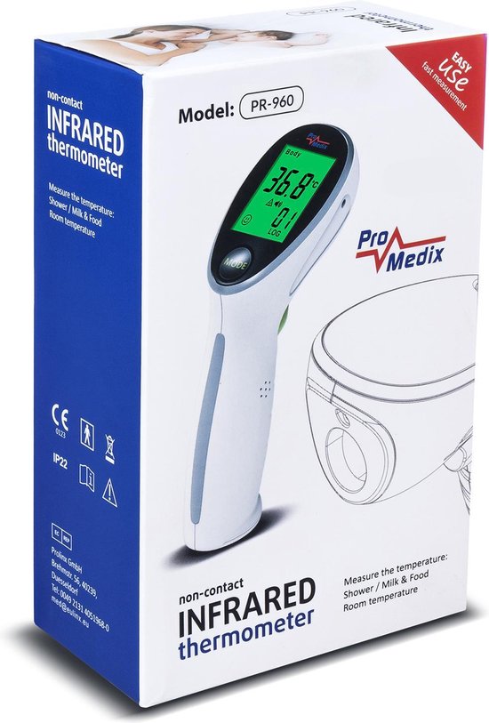 PR-960 Contactloze infrarood medische thermometer | bol.com