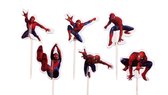 Spiderman | 24 stuks | cocktail prikker | cupcake decoratie | prikkers met versiering | taartversiering