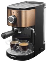 Bestron Espressomachine voor 2 kopjes, Pistonmachine met draaibare stoompijp, 15 Bar pompdruk, 1450W, kleur: koper