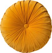 KAJA - Sierkussen rond velvet Golden Glow 40 cm - geel - Dutch Decor