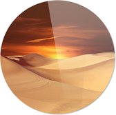Schilderij - Zonsondergang Woestijn Natuur Landschappen - Geel - 80 X 80 Cm Zonsondergang Woestijn | Wanddecoratie | 80cm X 80cm | Schilderij | Foto Op Plexiglas | Natuur | Landsch