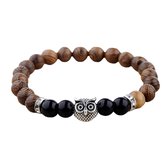 Zoëies houten armband met houten kralen en uil