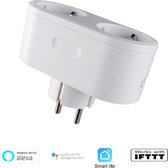 WiFi Smart Socket Dual| Slimme WiFi Stekker Plug | Smart Socket werkt met App Control | Spraakbesturing via Google Home en Amazon Alexa | Dual Stekker