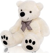 Teddybeer "Tommy" wit, 100 cm, knuffelbeer, pluche beer, valentijnsdag, cadeau, kado