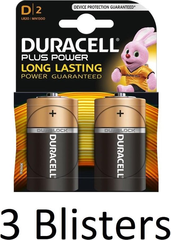 6 Stuks (3 Blisters a 3 st) Duracell Plus Power D batterijen | bol.com