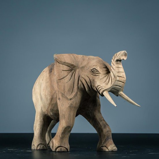 Olifant - Beeld Olifant - Olifant decoratie – Handgemaakt beeld - Houten  olifant | bol