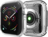 By Qubix Siliconen case (volledig beschermd) 44mm - Zilver - Geschikt voor Apple watch 44mm hoesje - screenprotector - Bescherming iWatch - Bescherm