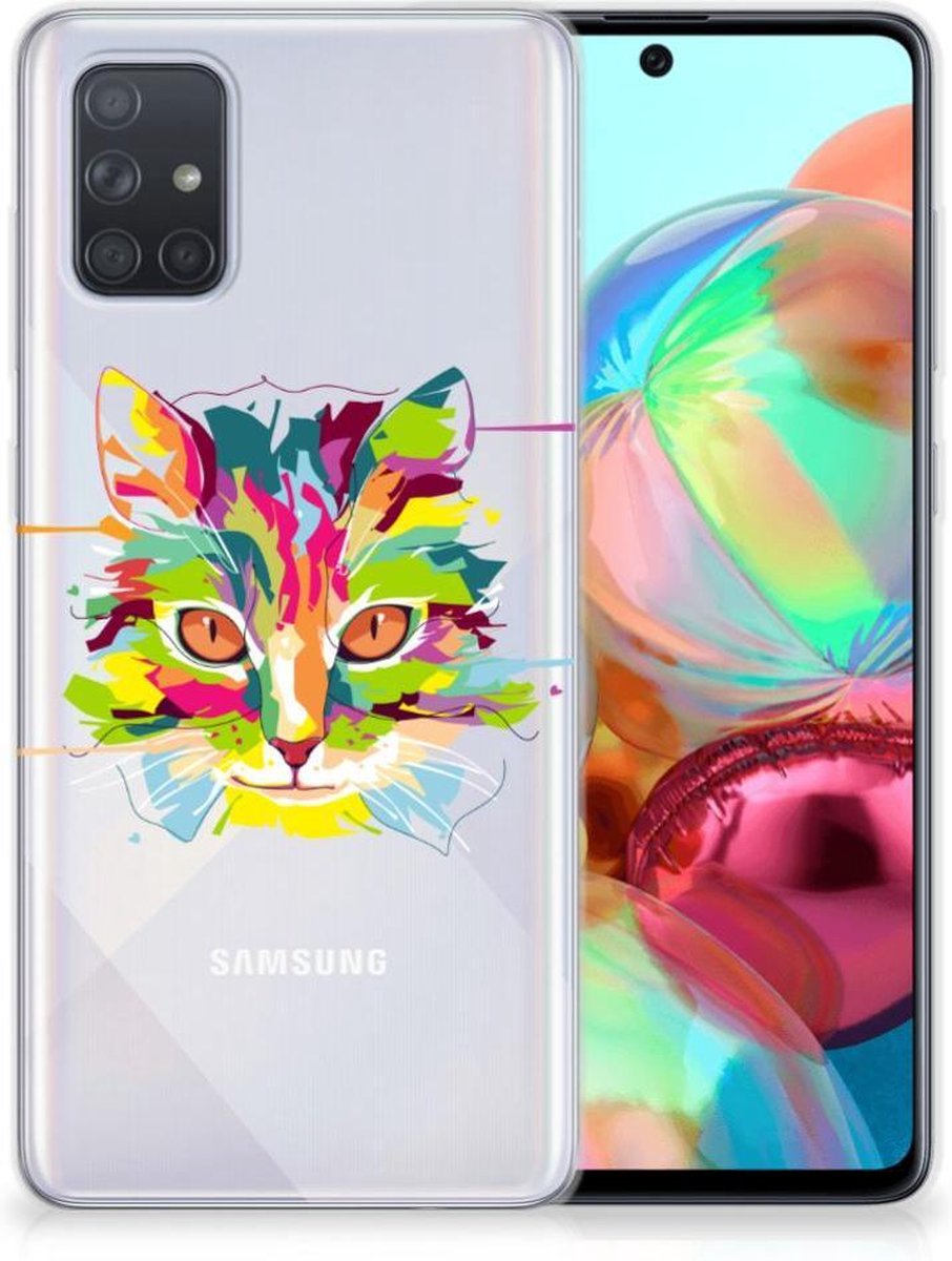 Samsung Galaxy A71 Telefoonhoesje met Naam Cat Color