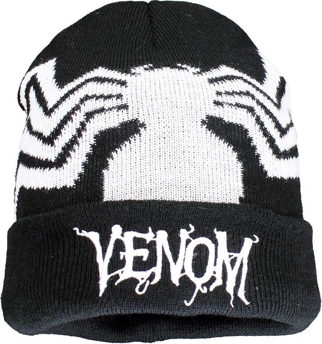 Marvel Venom Logo Roll-Up Beanie Muts Zwart / Wit