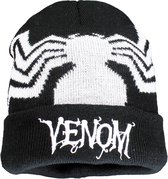 Marvel Venom Logo Roll-Up Beanie Muts Zwart / Wit