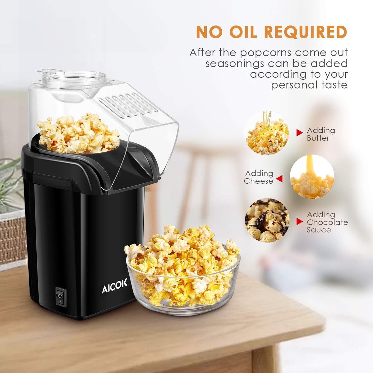 Machine à popcorn Aicok - 1200W - Avec tasse à mesurer amovible - Couvercle  amovible -... | bol.com