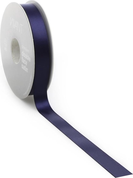 Donkerblauwe satijnen lintrol met een breedte van 10 mm.