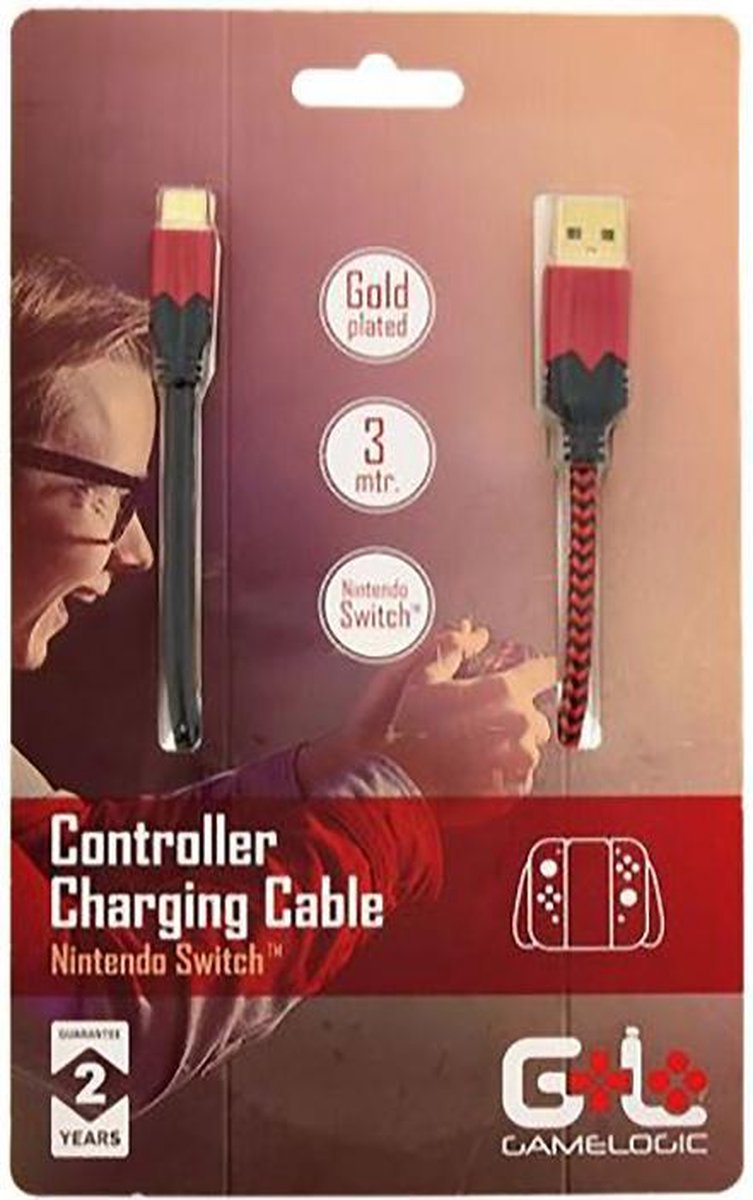 GAMELOGIC Nintendo Switch controller laadkabel | USB - USB-C 2.0 | 3 meter  | rood | bol.com