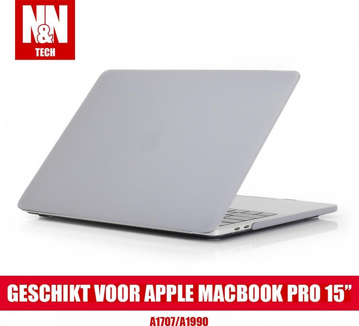 N&N Hardcover Case Geschikt voor Apple Macbook Pro 15'' - Doorzichtig Wit