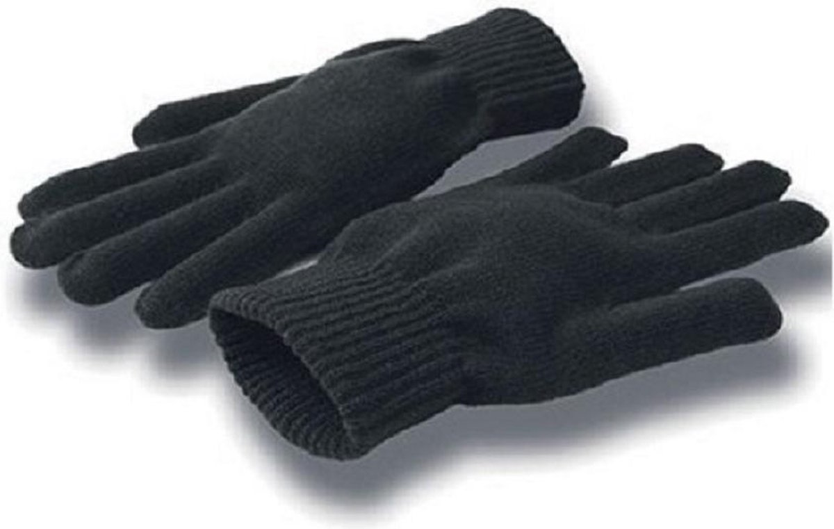 Dun gebreide sporthandschoen - zwart - maat L/XL