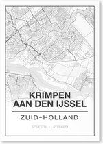 Poster/plattegrond KRIMPEN-AD-IJSSEL - 30x40cm