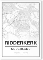 Poster/plattegrond RIDDERKERK - 30x40cm