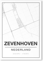 Poster/plattegrond ZEVENHOVEN - 30x40cm