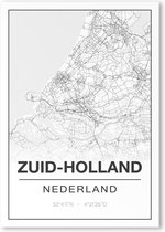 Poster/plattegrond ZUID-HOLLAND - A4