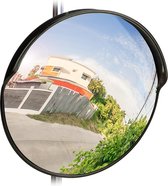 relaxdays miroir de circulation 45 cm - miroir industriel - miroir de sécurité rond - noir convexe