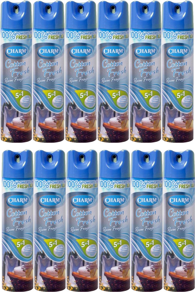 Charm - Luchtverfrisser - Cotton Fresh - 12 x 240 ml - Voordeelverpakking