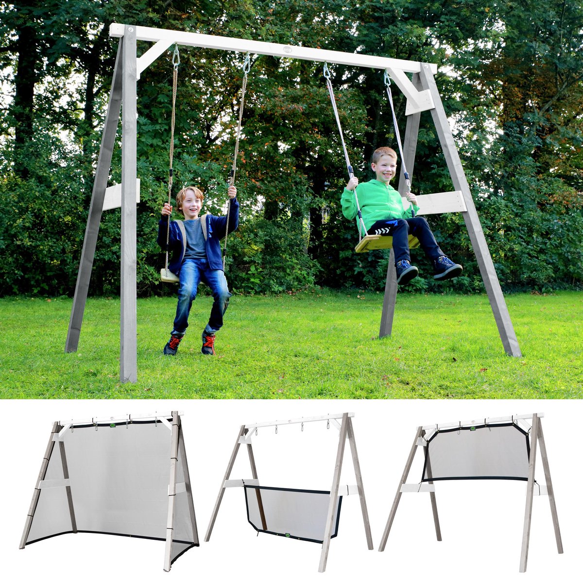Axi 4-in-1 Sportsfun In Grijs & Wit 4-in-1 Frame Voor Schommel, Voetbal, Volleybal