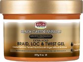 African Pride Black Castor Miracle Extra Hold Braid, Loc & Twist Gel 227gr