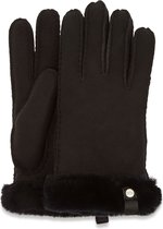 UGG Shorty W/ Leather Trim Dames Handschoenen - Black - Maat L