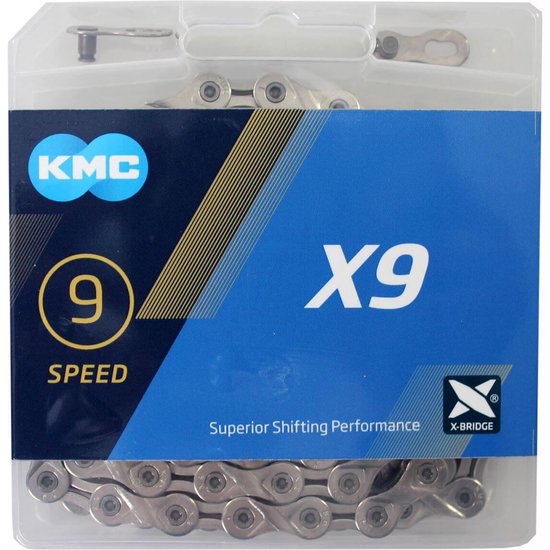 KMC X9 Ketting 9-speed, zilver Uitvoering 114 Links