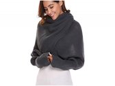 Grote grijze sjaal met mouwen, extreem zachte omslagdoek, Bolero Poncho of  mini deken.... | bol.com