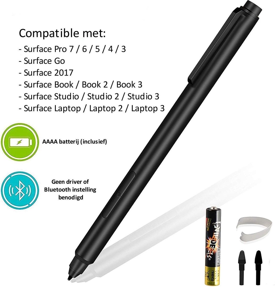 Dasaja Actieve Stylus Pen zwart met hand detectie voor Microsoft Surface |  bol.com