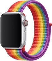 Shop4 - Bandje voor Apple Watch 4 44mm - Nylon Regenboog Meerkleurig