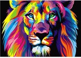 Diamond Painting - hobbypakket - kleurrijke leeuw 20x30 cm
