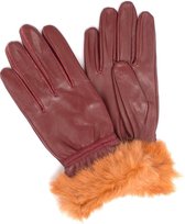 Leren handschoenen - Dames handschoenen - Warme handschoenen - Rode handschoenen met imitatiebont
